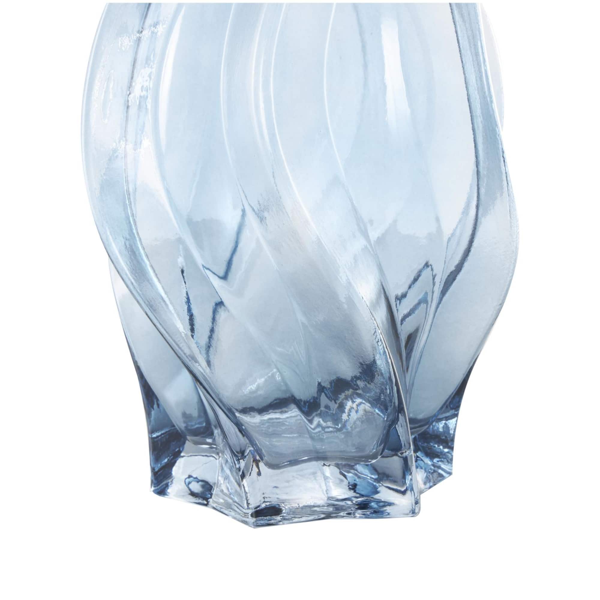 Blue Wavy Ombre Glass Vase Set
